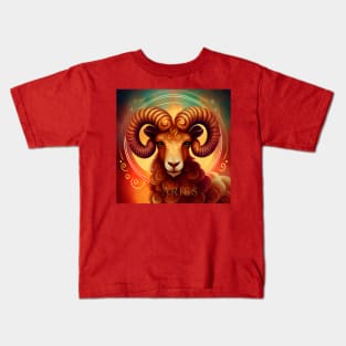 Zodiac Sign ARIES - Fantasy Illustration of astrology Aries Kids T-Shirt